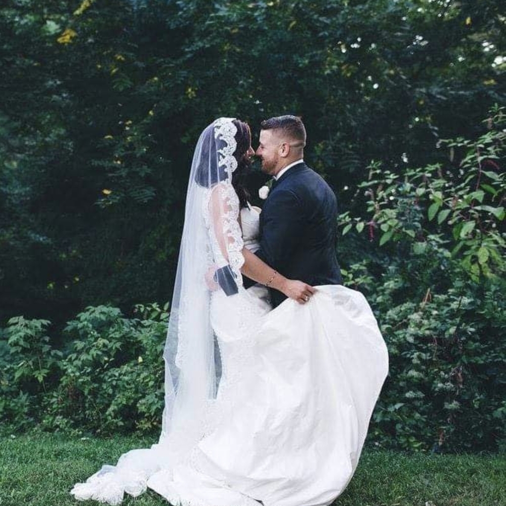 Mantilla Lace Veil, hand stitched